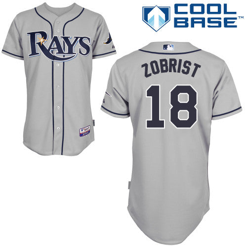 Mens Tampa Bay Rays 18 Ben Zobrist Gray Road Stitched Mlb Majestic Cool Base Jersey