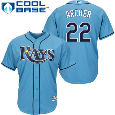 Mens Tampa Bay Rays 22 Chris Archer Light Blue Alternate Stitched Mlb Majestic Cool Base Jersey
