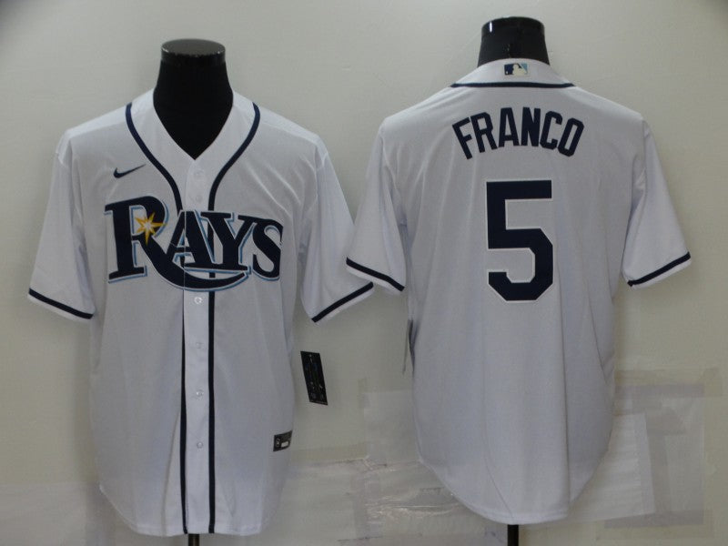 Mens Tampa Bay Rays 5 Wander Franco White Stitched Mlb Cool Base Nike Jersey