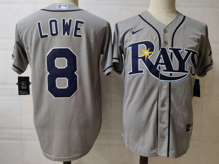 Mens Tampa Bay Rays 8 Brandon Lowe Grey Stitched Mlb Cool Base Nike Jersey