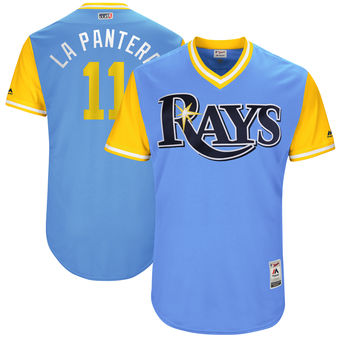 Mens Tampa Bay Rays Adeiny Hechavarria La Pantera Majestic Light Blue 2017 Players Weekend Authentic Jersey