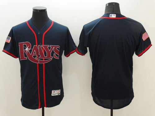 Mens Tampa Bay Rays Blank Navy Blue Fashion Stars Stripes 2016 Flexbase Mlb Independence Day Jersey