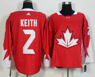 Mens Team Canada 2 Duncan Keith Red 2016 World Cup Of Hockey Game Jersey