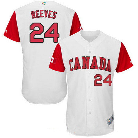 Mens Team Canada Baseball Majestic 24 Mike Reeves White 2017 World Baseball Classic Stitched Authentic Jersey