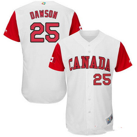 Mens Team Canada Baseball Majestic 25 Shane Dawson White 2017 World Baseball Classic Stitched Authentic Jersey