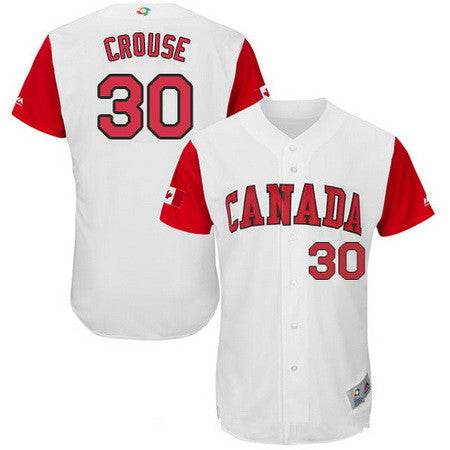 Mens Team Canada Baseball Majestic 30 Michael Crouse White 2017 World Baseball Classic Stitched Authentic Jersey