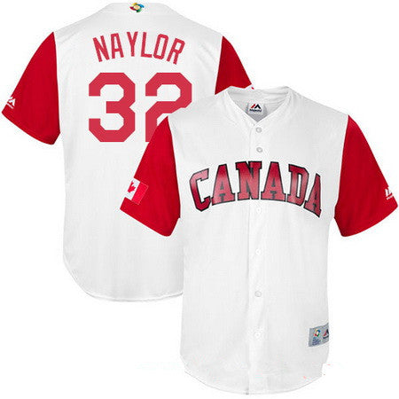 Mens Team Canada Baseball Majestic 32 Josh Naylor White 2017 World Baseball Classic Stitched Replica Jersey