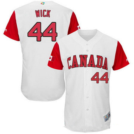 Mens Team Canada Baseball Majestic 44 Rowan Wick White 2017 World Baseball Classic Stitched Authentic Jersey
