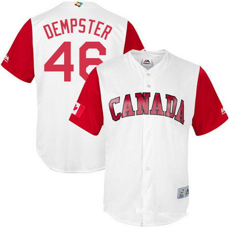 Mens Team Canada Baseball Majestic 46 Ryan Dempster White 2017 World Baseball Classic Stitched Replica Jersey