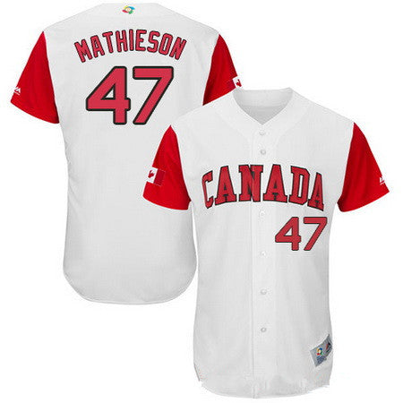 Mens Team Canada Baseball Majestic 47 Scott Mathieson White 2017 World Baseball Classic Stitched Authentic Jersey