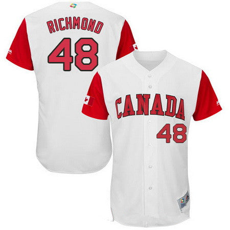 Mens Team Canada Baseball Majestic 48 Scott Richmond White 2017 World Baseball Classic Stitched Authentic Jersey
