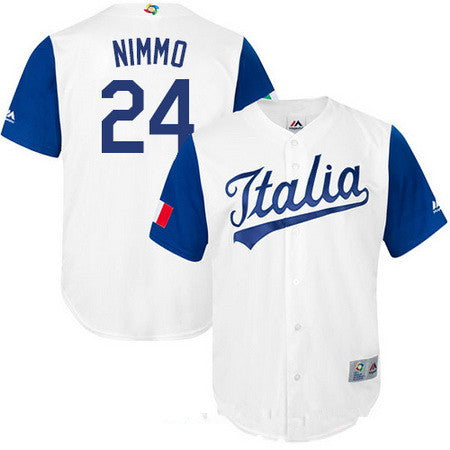 Mens Team Italy Baseball Majestic 24 Brandon Nimmo White 2017 World Baseball Classic Stitched Replica Jersey