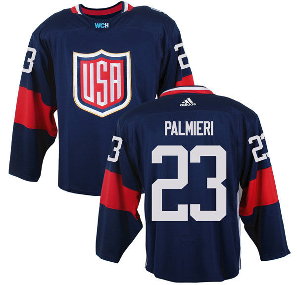 Mens Team Usa 23 Kyle Palmieri Navy Blue 2016 World Cup Of Hockey Game Jersey