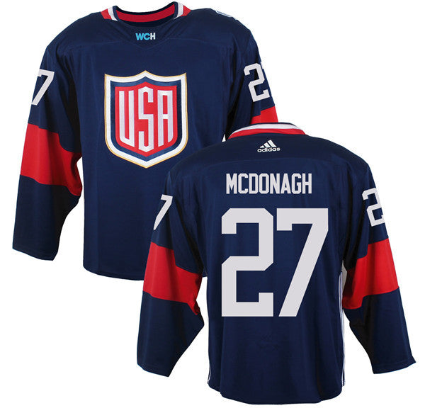 Mens Team Usa 27 Ryan Mcdonagh Navy Blue 2016 World Cup Of Hockey Game Jersey