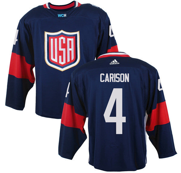 Mens Team Usa 4 John Carlson Navy Blue 2016 World Cup Of Hockey Game Jersey