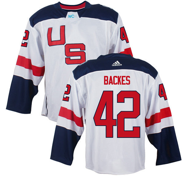 Mens Team Usa 42 David Backes White 2016 World Cup Of Hockey Game Jersey