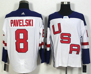 Mens Team Usa 8 Joe Pavelski White 2016 World Cup Of Hockey Game Jersey