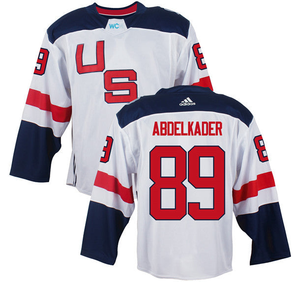 Mens Team Usa 89 Justin Abdelkader White 2016 World Cup Of Hockey Game Jersey