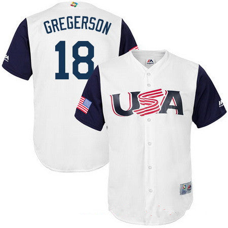 Mens Team Usa Baseball Majestic 18 Luke Gregerson White 2017 World Baseball Classic Stitched Replica Jersey