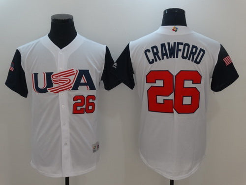 Mens Team Usa Baseball Majestic 26 Brandon Crawford White 2017 World Baseball Classic Stitched Authentic Jersey