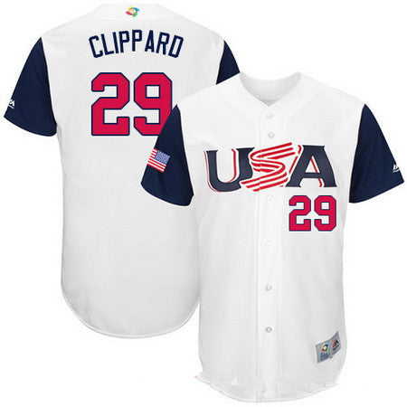 Mens Team Usa Baseball Majestic 29 Tyler Clippard White 2017 World Baseball Classic Stitched Authentic Jersey