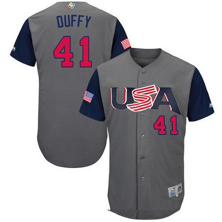 Mens Team Usa Baseball Majestic 41 Danny Duffy Gray 2017 World Baseball Classic Stitched Authentic Jersey