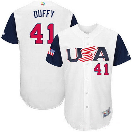 Mens Team Usa Baseball Majestic 41 Danny Duffy White 2017 World Baseball Classic Stitched Authentic Jersey
