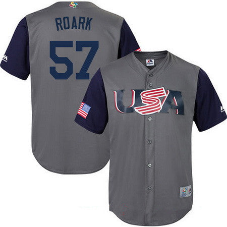 Mens Team Usa Baseball Majestic 57 Tanner Roark Gray 2017 World Baseball Classic Stitched Replica Jersey