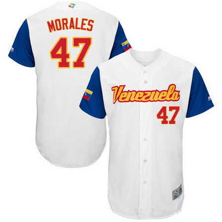 Mens Team Venezuela Baseball Majestic 47 Franklin Morales White 2017 World Baseball Classic Stitched Authentic Jersey