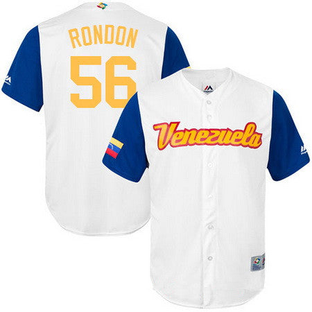 Mens Team Venezuela Baseball Majestic 56 Hector Rondon White 2017 World Baseball Classic Stitched Replica Jersey