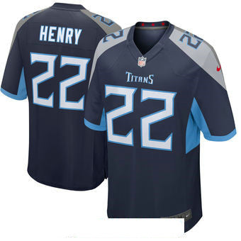 Mens Tennessee Titans 22 Derrick Henry Nike Navy New 2018 Game Jersey