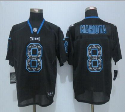 Mens Tennessee Titans 8 Marcus Mariota Nike Lights Out Black Ornamented Elite Jersey