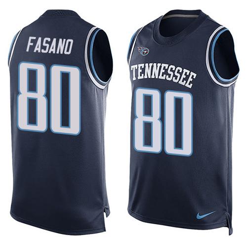 Mens Tennessee Titans 80 Anthony Fasano Navy Blue Hot Pressing Player Name Number Nike Nfl Tank Top Jersey