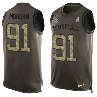 Mens Tennessee Titans 91 Derrick Morgan Green Salute To Service Hot Pressing Player Name Number Nike Nfl Tank Top Jersey