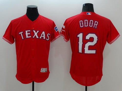 Mens Texas Rangers 12 Rougned Odor Red 2016 Flexbase Majestic Baseball Jersey