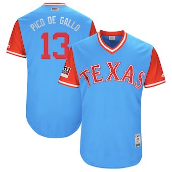 Mens Texas Rangers 13 Joey Gallo Pico De Gallo Majestic Light Blue 2018 Players Weekend Authentic Jersey