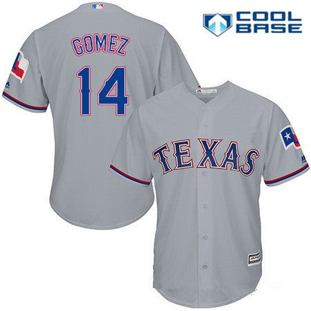 Mens Texas Rangers 14 Carlos Gomez Gray Road Stitched Mlb Majestic Cool Base Jersey