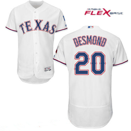 Mens Texas Rangers 20 Ian Desmond White Home 2016 Flex Base Majestic Stitched Mlb Jersey