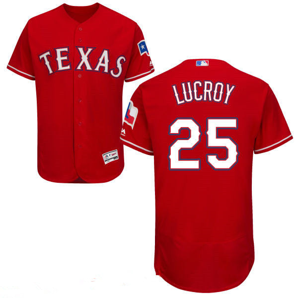 Mens Texas Rangers 25 Jonathan Lucroy Red 2016 Flex Base Majestic Stitched Mlb Jersey