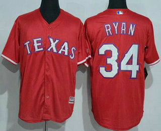 Mens Texas Rangers 34 Nolan Ryan Retired Red Stitched Mlb Majestic Cool Base Jersey