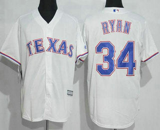 Mens Texas Rangers 34 Nolan Ryan White Stitched Mlb 1986 Majestic Cool Base Cooperstown Collection Player Jersey