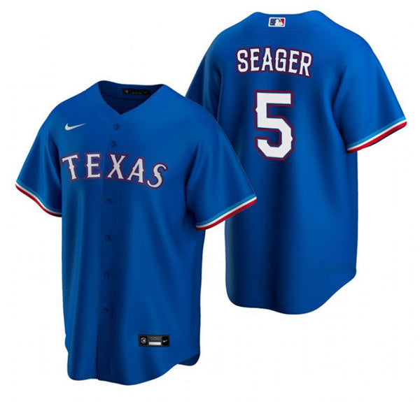 Mens Texas Rangers 5 Corey Seager Blue Cool Base Stitched Baseball Jersey