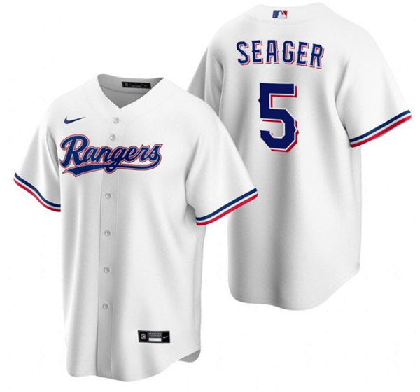 Mens Texas Rangers 5 Corey Seager White Cool Base Stitched Baseball Jersey