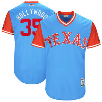 Mens Texas Rangers Cole Hamels Hollywood Majestic Light Blue 2017 Players Weekend Authentic Jersey