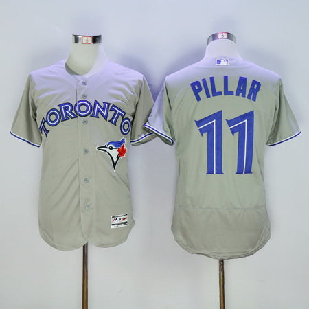 Mens Toronto Blue Jays 11 Kevin Pillar Gray 2016 Flexbase Majestic Baseball Jersey