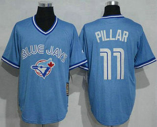 Mens Toronto Blue Jays 11 Kevin Pillar Light Blue Pullover Majestic Cool Base Cooperstown Collection Jersey