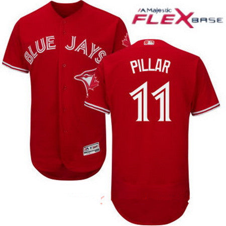 Mens Toronto Blue Jays 11 Kevin Pillar Red Stitched Mlb 2017 Majestic Flex Base Jersey