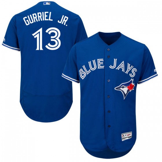 Mens Toronto Blue Jays 13 Lourdes Gurriel Jr Blue Flex Base Stitched Mlb Jersey