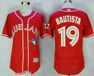 Mens Toronto Blue Jays 19 Jose Bautista Red Stitched Mlb 2016 Canada Day Majestic Flex Base Jersey