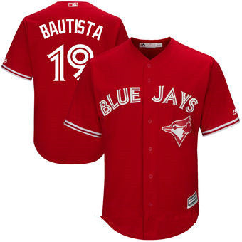 Mens Toronto Blue Jays 19 Jose Bautista Red Stitched Mlb 2017 Majestic Cool Base Jersey